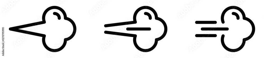 Air or steam icon in a minimalist style. Editable stroke.
