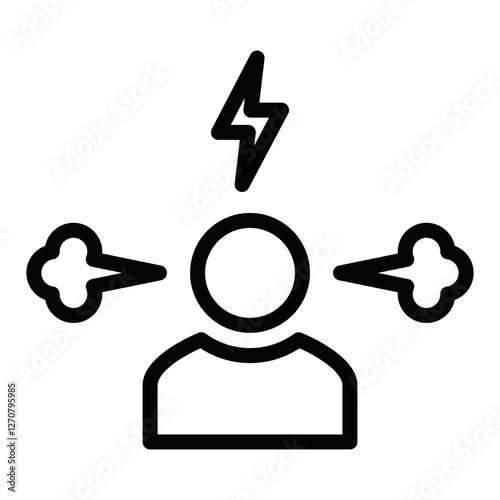 Angry person vector icon with frustration symbols. Editable stroke.