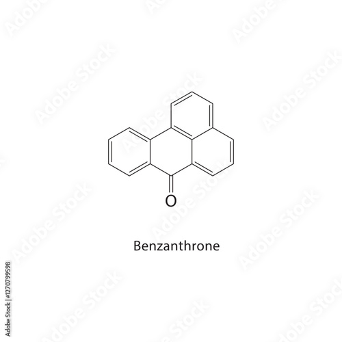 Benzanthrone skeletal structure.Polycyclic Aromatic compound schematic illustration. Simple diagram, chemical formula.