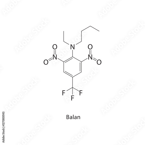 Balan skeletal structure.Pesticide compound schematic illustration. Simple diagram, chemical formula.