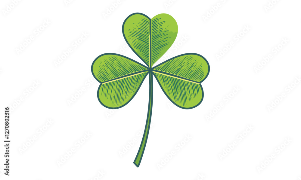A clean, flat vector of a three-leaf shamrock with smooth curves. A clean, flat vector of a three-leaf shamrock with smooth curves.