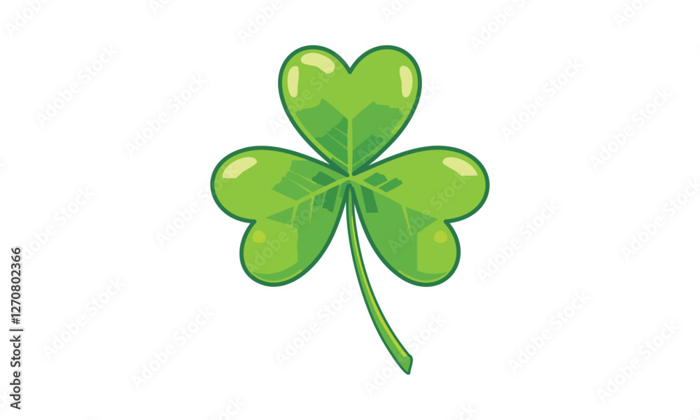 A clean, flat vector of a three-leaf shamrock with smooth curves. A clean, flat vector of a three-leaf shamrock with smooth curves.
