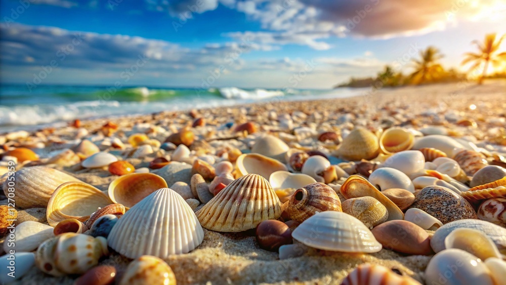 A close-up of nature island shells on the beach, the details
A close-up of nature island shells on the beach, the details
