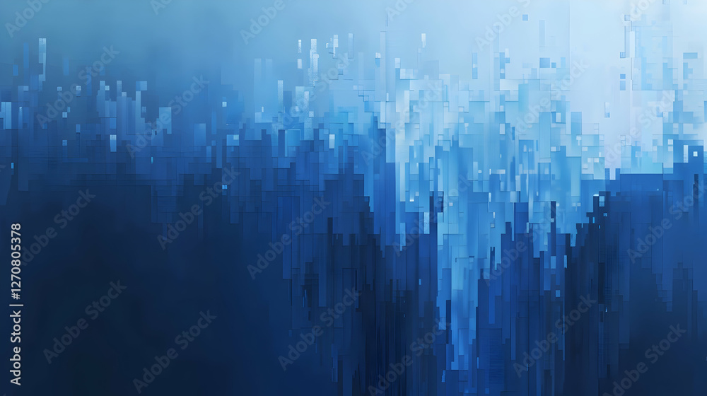 Fototapeta premium Abstract blue gradient with pixelated texture resembling water or ice formations