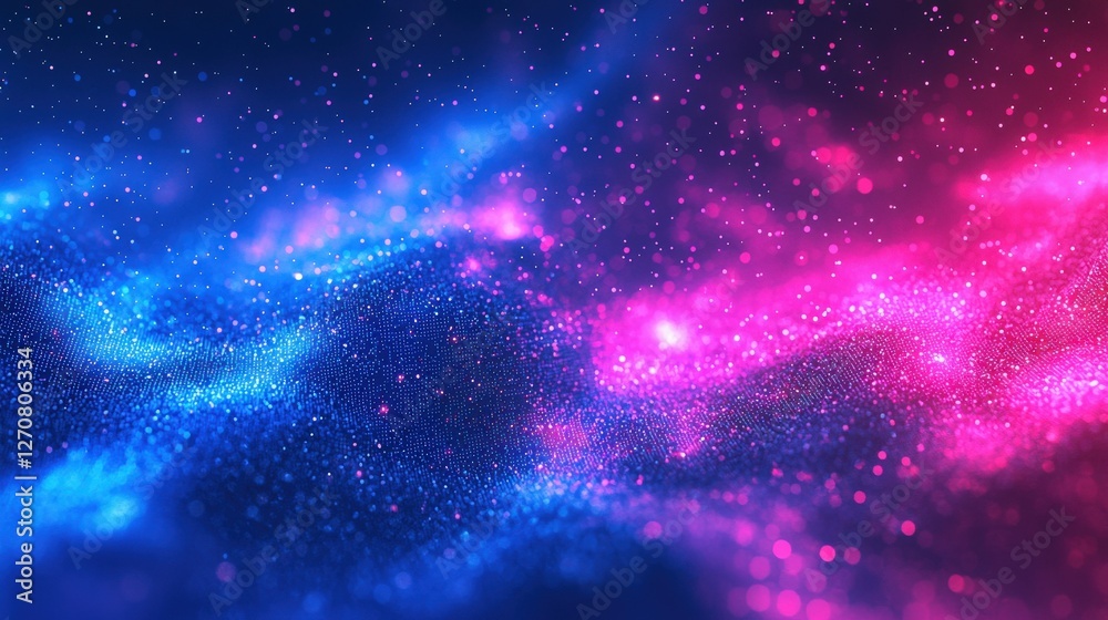 Fototapeta premium Abstract Background with Neon Organic Spectrum Effects Concept. Vibrant Cosmic Background with Stars and Colorful Light Patterns