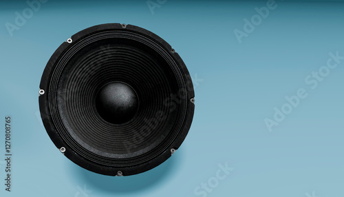 3D render of a loudspeaker on a blue background
