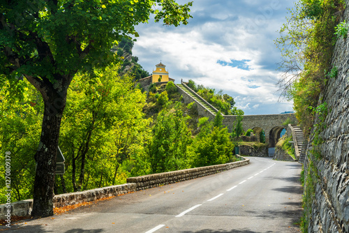 Scenic road through the French Maritime Alps in Parc Naturel des Pr�Alpes d'Azur.