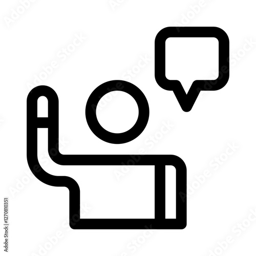 Student Raising Hand for Doubts line icon