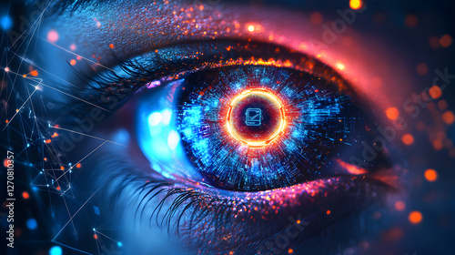 Futuristic Eye Technology Concept Digital Realm Visual Art Cyber Environment Close-up View High-Tech Digitality