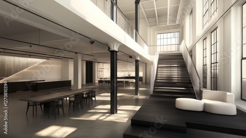 Wallpaper Mural Modern office interior, staircase, sunlight, loft, workspace Torontodigital.ca