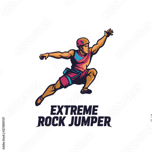 Extreme Rock Jumper Illustration: Dynamic Action Sports Concept Design