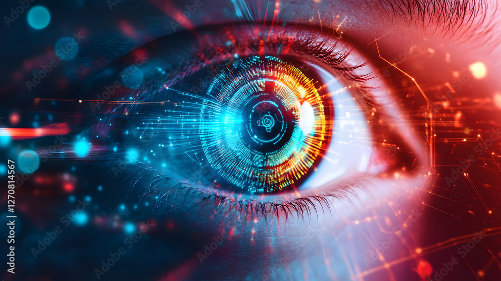 Fototapeta premium Digital Futuristic Eye Concept High-Tech Environment Visual Representation Modern Technology Close-Up View Innovation