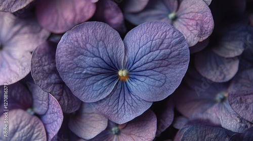 Heart-shaped violet petals create a stunning display of nature's beauty in cl...