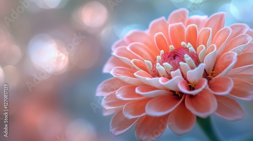 Beautiful pink flower blooming with soft focus background during sunny afternoon