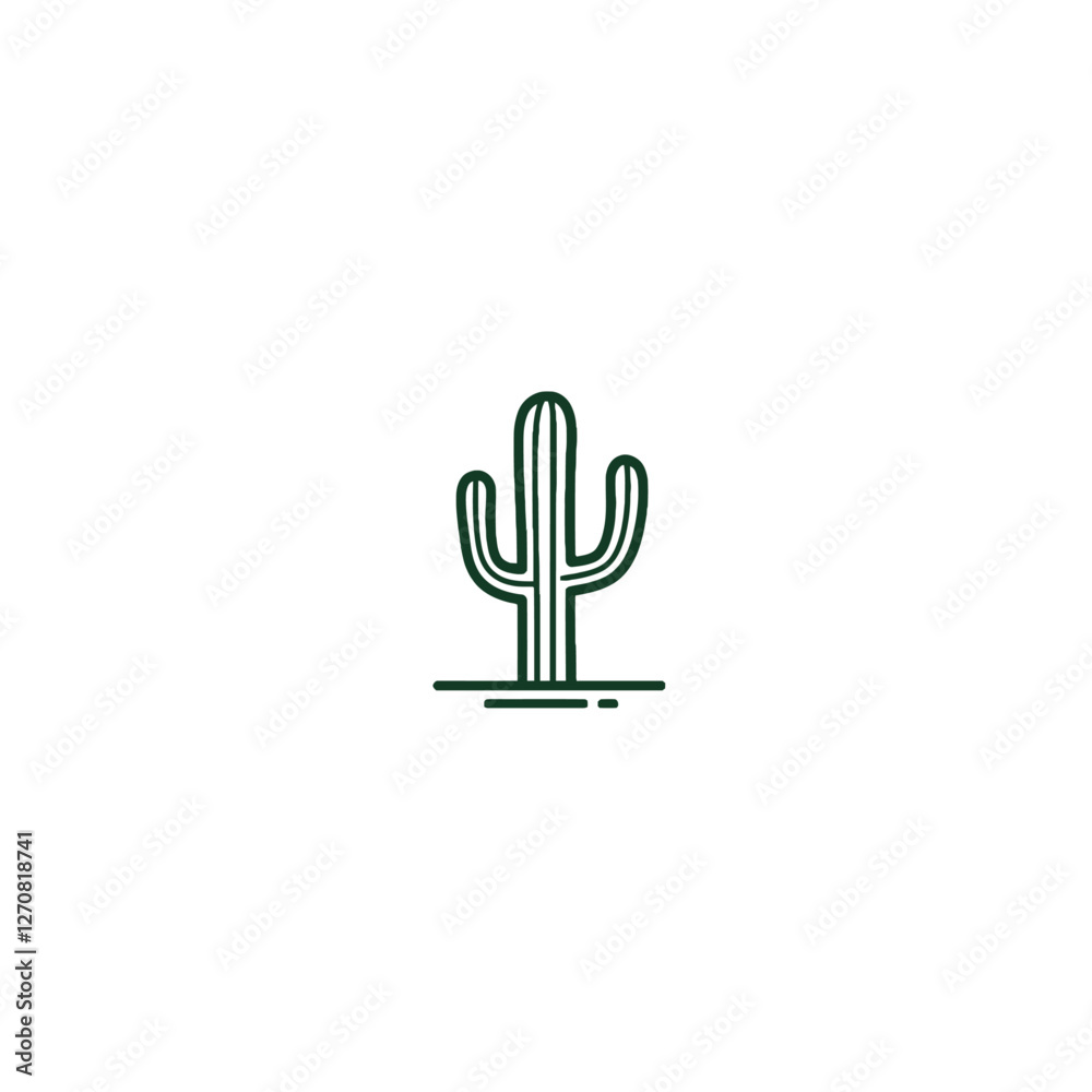 Minimalist Cactus Illustration Featuring Green Lines on a White Background Minimalist Cactus Illustration Featuring Green Lines on a White Background