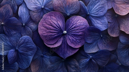 Heart-shaped violet petals create a stunning display of nature's beauty in cl...