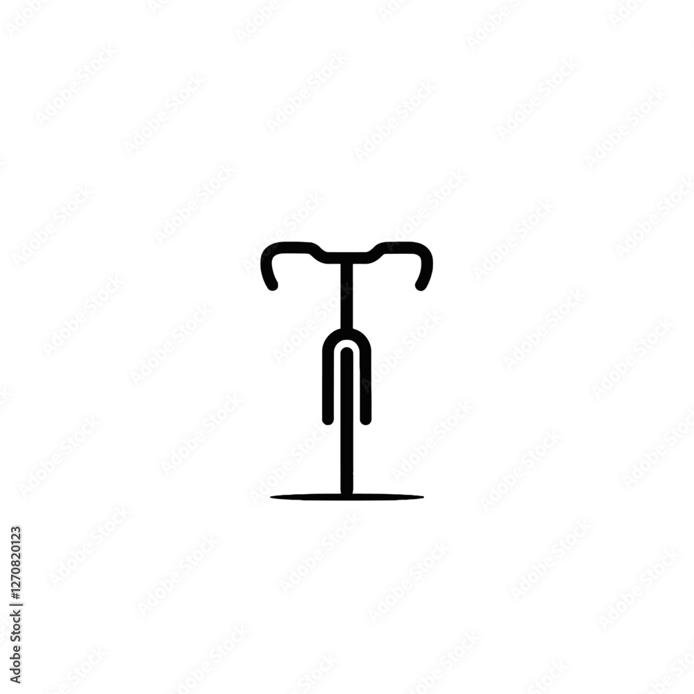 Minimalist Bicycle Icon Depicting Handlebar and Wheel on White Background Minimalist Bicycle Icon Depicting Handlebar and Wheel on White Background