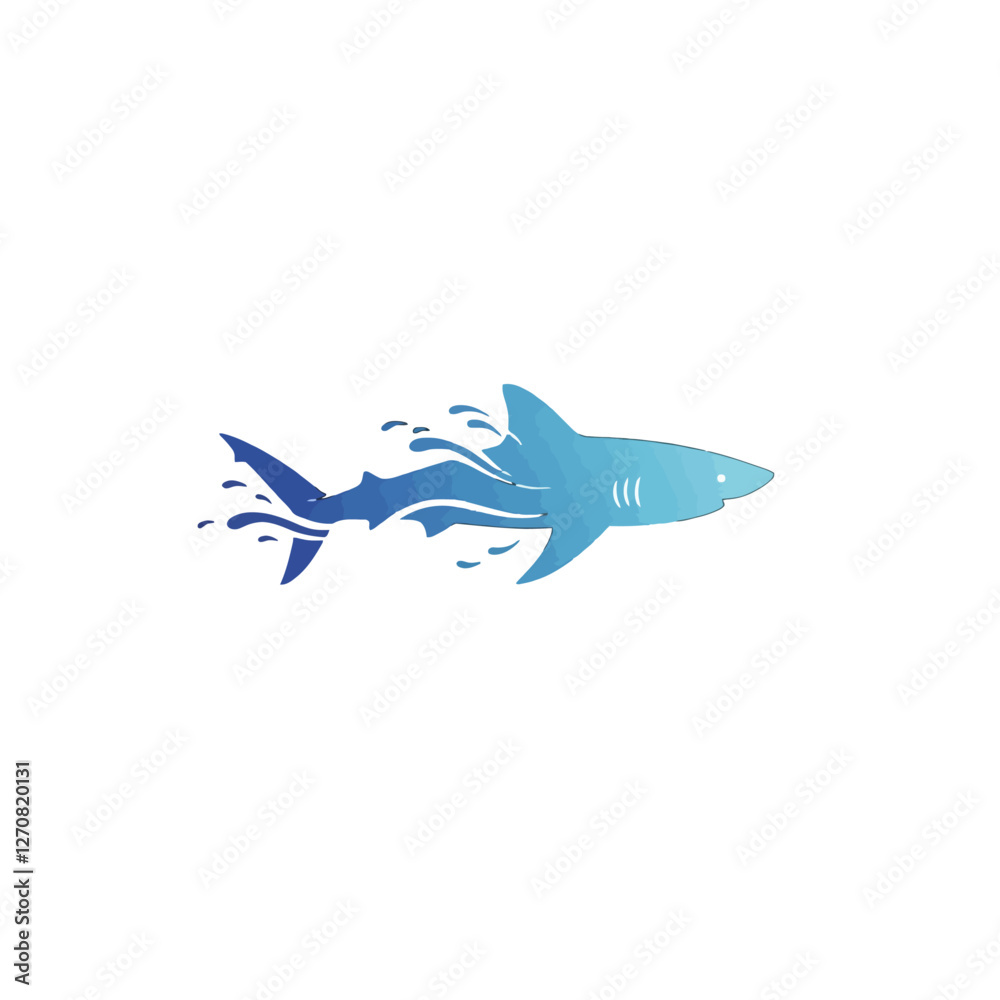 Fototapeta premium Stylized Blue Shark with Dynamic Water Effects in Minimalistic Design