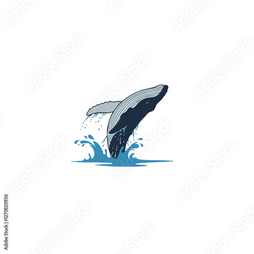 Humpback Whale Breaching from Water in a Stunning Ocean Illustration