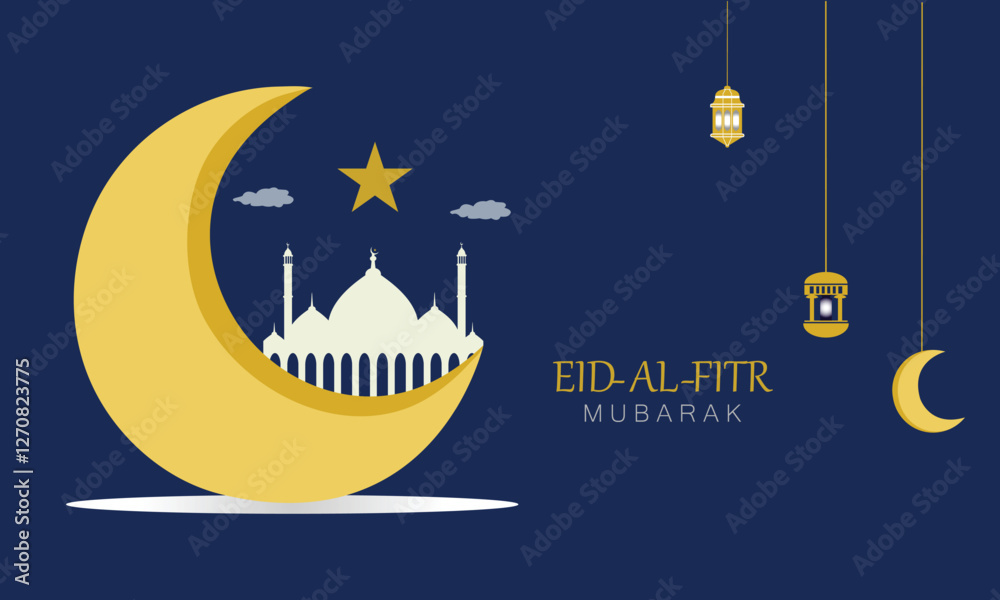 Fototapeta premium Eid Mubarak beautiful holiday card background