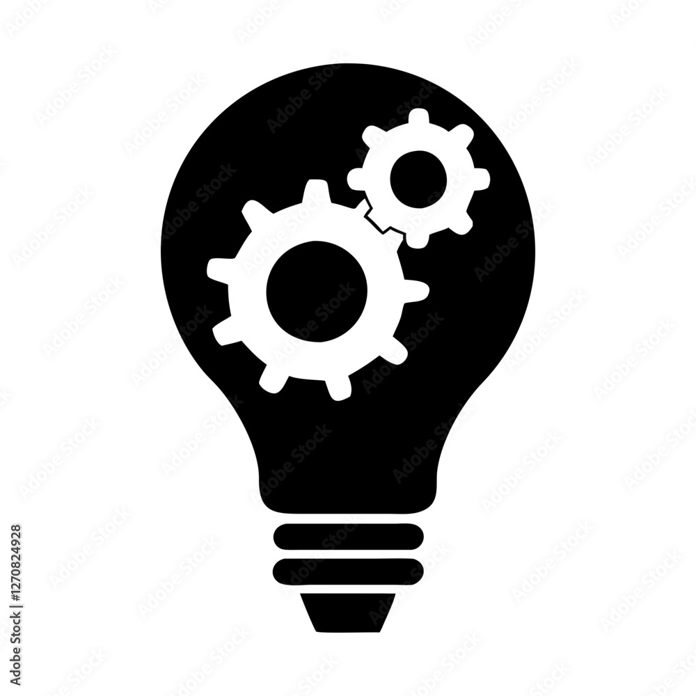 AI and Engineering Symbol: Light Bulb with Cogwheel AI and Engineering Symbol: Light Bulb with Cogwheel