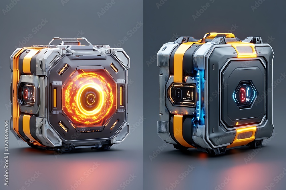 Fototapeta premium Energetic tech container showcase modern studio 3d render futuristic design dynamic view
