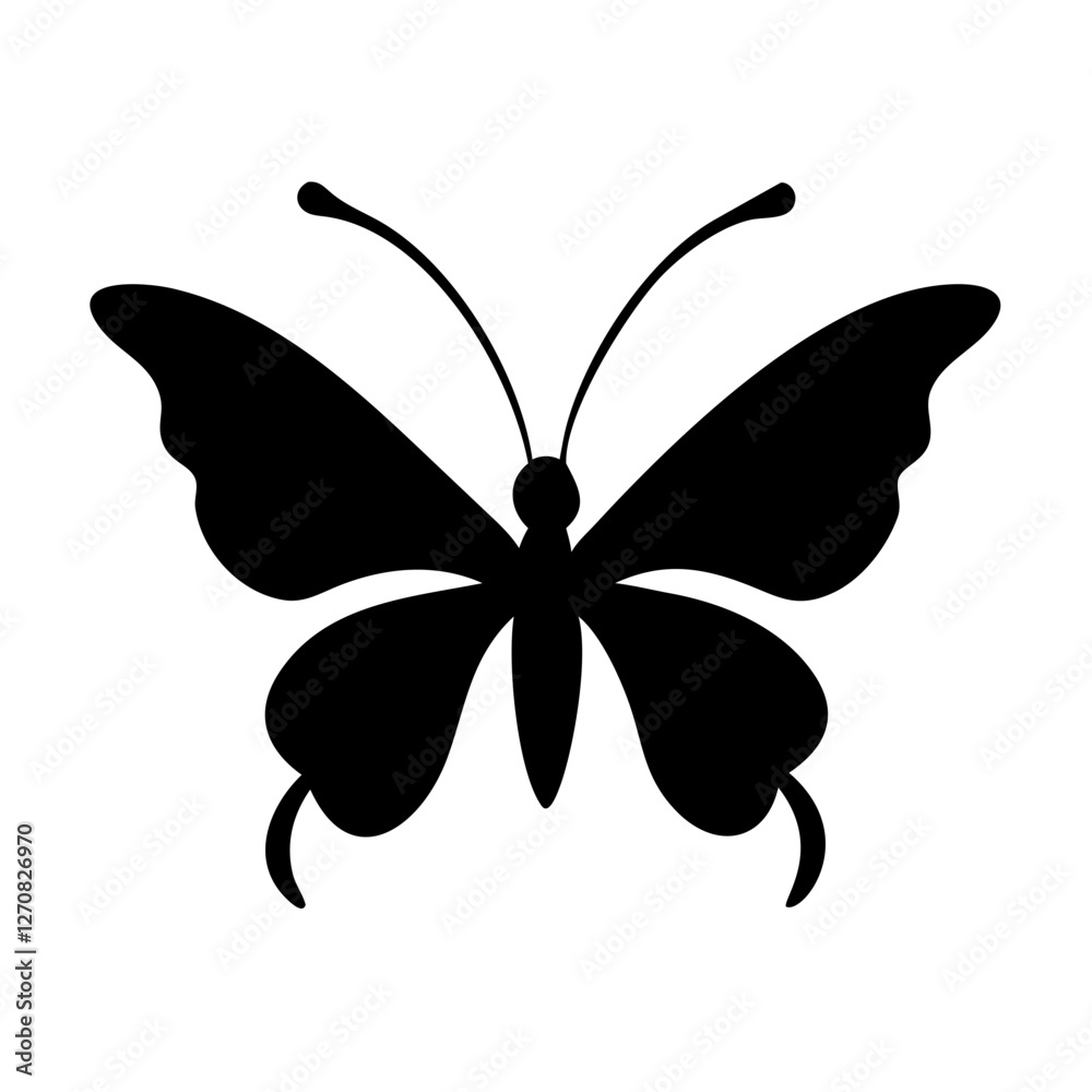 High-Quality Black Butterfly Icon for Art Projects High-Quality Black Butterfly Icon for Art Projects