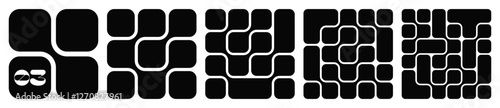 Collection of abstract composition of bold rounded rectangles connected to each other. Liquid shapes in a seamless pattern. Design can be use for backgrounds, packaging, or graphic design projects