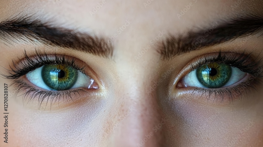 Close-Up of Captivating Green Eyes with Beautiful Natural Lashes Close-Up of Captivating Green Eyes with Beautiful Natural Lashes