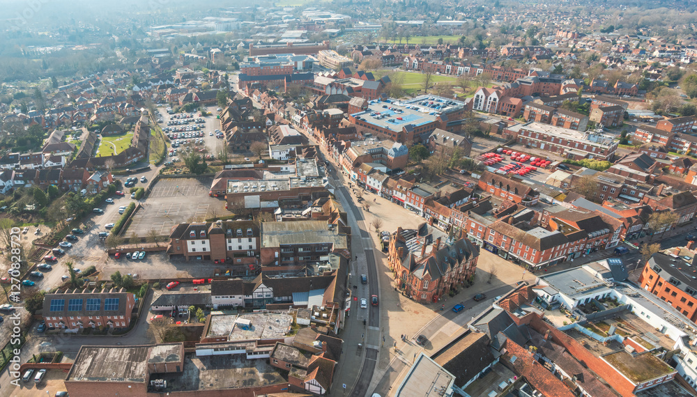 Obraz premium beautiful wide angle view of Wokingham town center, high streets and the landscape, Reading, Berkshire, England