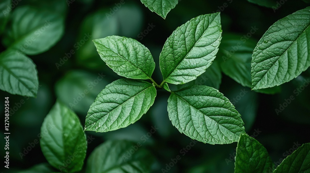 Vibrant Green Leaves with Textured Surface on Dark Background Vibrant Green Leaves with Textured Surface on Dark Background