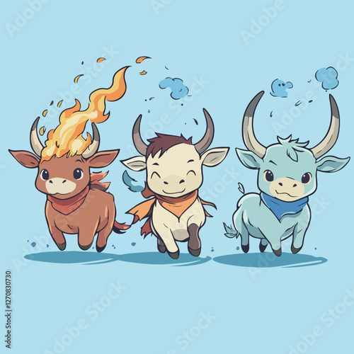 Playful Elemental Cows