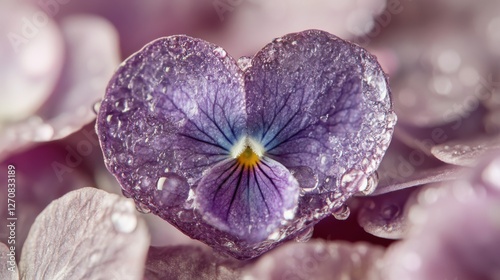Heart-shaped violet petals create a stunning display of nature's beauty in cl...