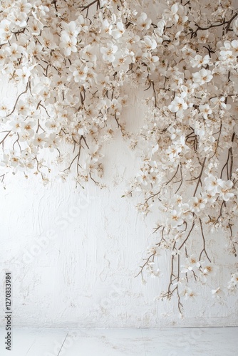 Elegant white flower arrangement against a textured wall for stylish decor