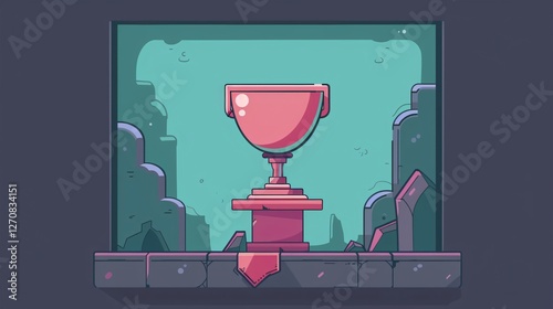 Doodle Trophy Icon Vector Illustration Award Container