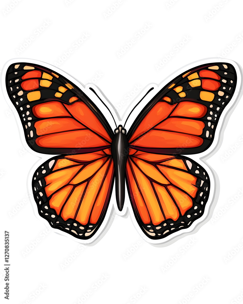 Fototapeta premium Red Monarch Butterfly Sticker with Dynamic Composition