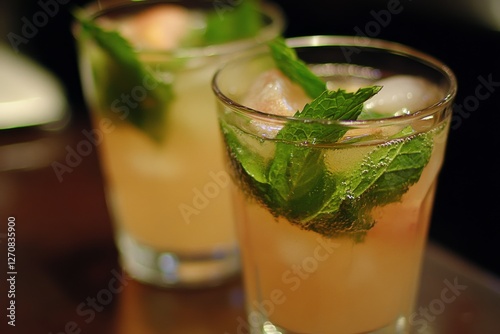 Refreshing cocktails with mint and citrus on a sunny afternoon