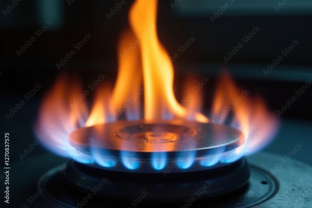 Closeup of propane flame with shadows on glass, radiant, dark, light Closeup of propane flame with shadows on glass, radiant, dark, light