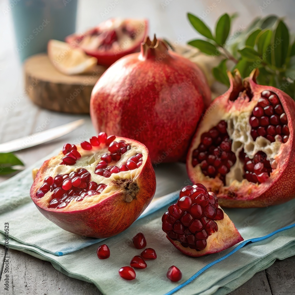 Harvesting Pomegranates Fresh Fruit Display Rustic Kitchen Photography Natural Light Close-Up Culinary Beauty Harvesting Pomegranates Fresh Fruit Display Rustic Kitchen Photography Natural Light Close-Up Culinary Beauty