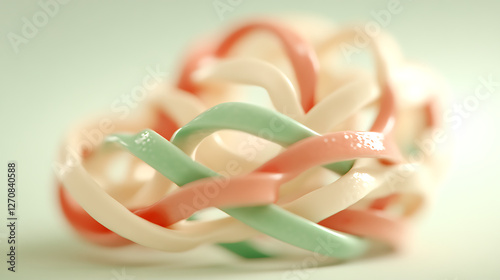 Sweet Braided Candy Sphere Creation with Delicate Pastels and Soft Focus Dreamy Effect Aesthetic photo