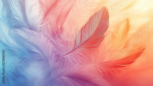 Soft feathers swirl in gentle pastel colors creating a calming atmosphere of ...