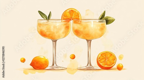 Exquisite Mimosa Cocktails Adorned with Citrus Accents
