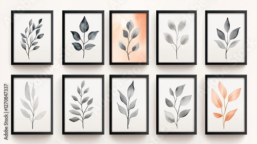 Botanical Illustrations|Elegant Green Watercolor Painting|Twelve Set