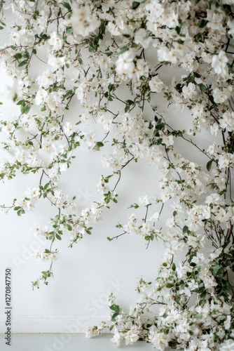 Elegant white flower arrangement against a textured wall for stylish decor