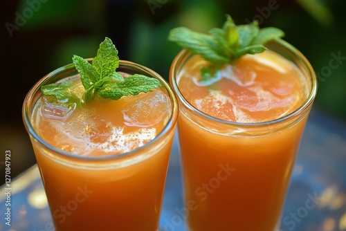 Refreshing cocktails with mint and citrus on a sunny afternoon