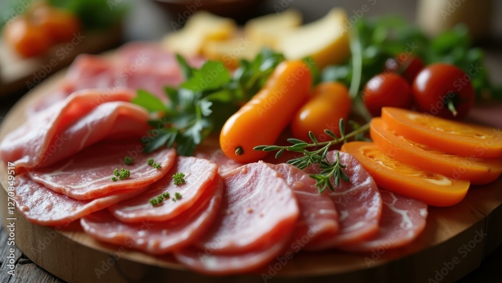 Meat is sliced and ready to be served on cutting board Meat is sliced and ready to be served on cutting board