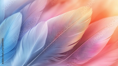 Soft feathers swirl in gentle pastel colors creating a calming atmosphere of ...