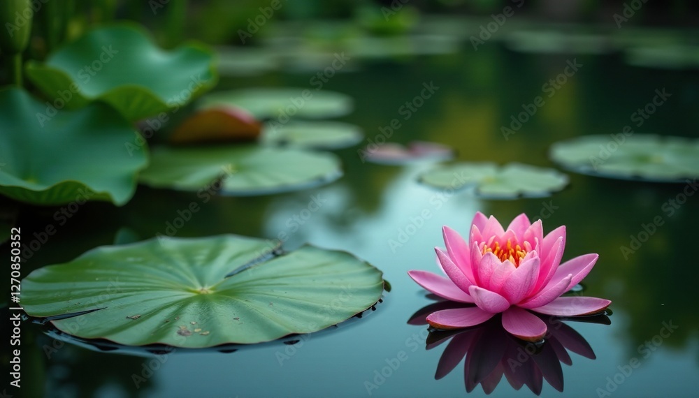 Water lilies on the surface of an ornamental pool, serenity, nature scenes, lakes Water lilies on the surface of an ornamental pool, serenity, nature scenes, lakes