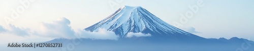 Snowy cloud envelops a dormant volcano's peak, volcano, misty, snowy range
