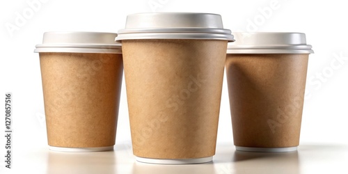 Wallpaper Mural 3D Render: Clean Empty Paper Coffee Cups Mockup - Product Photography for Cafe, Restaurant & Coffee Shop Branding Torontodigital.ca